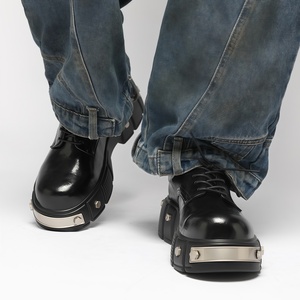 Zapatos Derby de Cuero para <span class=keywords><strong>Hombre</strong></span>, Talla Grande, con Cordones y Suela Gruesa, Punta Redonda, para Primavera/Verano, Casuales, de Vestir, para Fiesta, Modelo 6629, Tendencia de Moda - Product Image 4