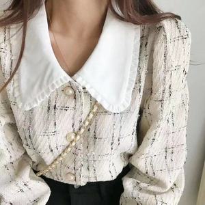 秋の新作ファッションシンプルシャツ薄手デザインレトロ優しい雰囲気レディースシャツ - Product Image 3