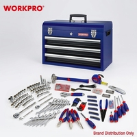 WORKPRO Ensemble d'outils mécaniques 408 pièces, kit d'outils de quincaillerie pour boîte en métal robuste à 3 tiroirs