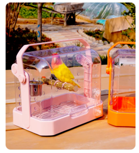 Cage à oiseaux carrée multifonctionnelle portable et anti-éclaboussures pour le transport, cage transparente pour perruches d'intérieur, construction en métal PET - Product Image 1