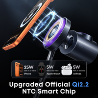 Cargador Inalámbrico Rápido LISEN de 25W con Tecnología Qi2.2 y Sistema de Enfriamiento para iPhone 17 16 Pro Max, Pixel 10, Reloj, Auriculares, Soporte
