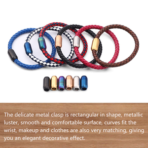 Hobbyworker Edelstahl Magnetverschluss Zylinder Kordel-Endverbinder Verschlüsse für Lederband Armband DIY Schmuckzubehör - Product Image 4