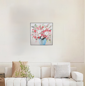 <span class=keywords><strong>Peinture</strong></span> <span class=keywords><strong>à</strong></span> <span class=keywords><strong>l</strong></span>'<span class=keywords><strong>huile</strong></span> texturée artisanale faite <span class=keywords><strong>à</strong></span> la main <span class=keywords><strong>de</strong></span> <span class=keywords><strong>vase</strong></span> avec arrangement floral Art mural décoratif moderne - Product Image 2