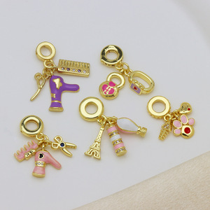 Gran Oferta HD926: Dijes de Moda para Mujer con Agujero Grande, de Motocicleta de Dibujos Animados, para Salón de Belleza y Cabello, Cuentas Colgantes Deportivas, Compatibles con Pulseras de Cadena de Serpiente - Product Image 3