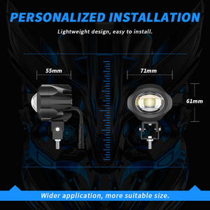 Dxz <span class=keywords><strong>Kit</strong></span> 1LED xe máy Spotlight lắp ráp chạy ánh sáng xe máy Đèn pha nhấp nháy màu trắng và màu Vàng hai màu sương mù đèn pha - Product Image 2