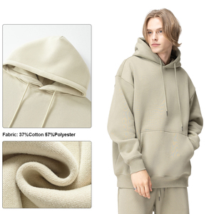 Sản Xuất Biểu Tượng Tùy Chỉnh Drop Shoulder Cotton Lông Cừu Áo Thun Heavyweight Quá Khổ Trống Thêu Người Đàn Ông S Hoodies - Product Image 3