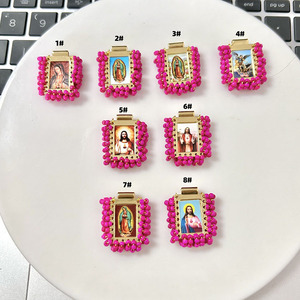 JS1822 fait à la main graine perlée or vierge marie Madonna scapulaire pendentif breloques bracelets religieux scapulaire fournitures catholiques - Product Image 6
