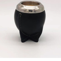 Crebrew – tasse à Double paroi de 8oz, tasse à café, avec coque en cuir, gourde isolée, tasse à thé avec paille Bombilla
