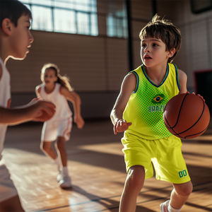 Conjunto de Camiseta de Baloncesto para Niños, Estilo Bandera, Talla Grande, Cuello en V, Verde, 100% Poliéster, Transpirable, Secado Rápido, Estilo Universitario, Venta Caliente - Product Image 6