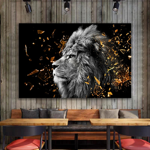 <span class=keywords><strong>Cuadro</strong></span> sobre lienzo para pared moderno, carteles e impresiones de León negro, elefante, <span class=keywords><strong>cebra</strong></span>, sala de estar, decoración del hogar, imágenes de animales - Product Image 3