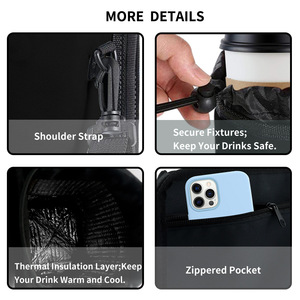 Luggage Cup Holder Nylon Bag Hanger With Zippered Pocket For Travel Accessories - Product Image 2