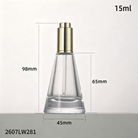 Flacon en verre conique blanc éclatant de 15 ml, directement de l'usine, pour lotions et sérums ; couleurs personnalisables ; compte-gouttes pour huiles essentielles