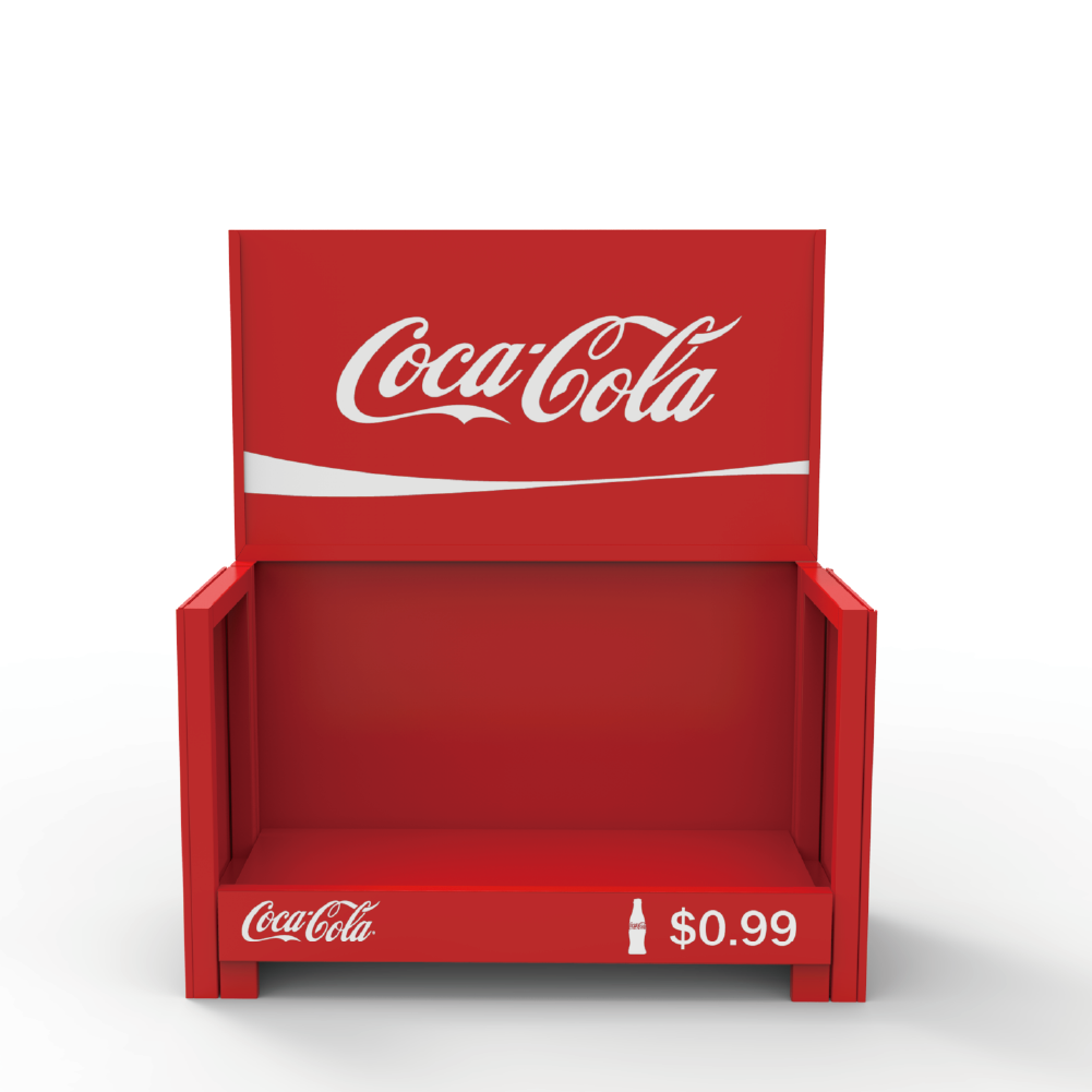 Folding Metal Floor Standing Beverage Display Stand Foldable Cola Display Rack Red Custom Size Advertising Use for Retail Shop — view 4