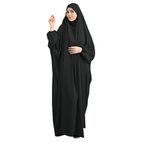 Aschulman Abaya Monopièce Islamique Longue Entière avec Hijab pour Femme - Chador Musulman Simple et Basique
