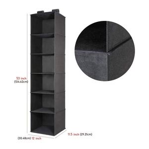 6 <b>Shelf</b> Hanging Closet Organizer/Collapsible Hanging Closet Storage Non Woven Fabric - Product Image 2