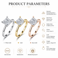 Bague en Moissanite taille Princesse, Argent Sterling 925, Halo caché, 3 carats VVS1 Couleur D, 3 couleurs, Tailles US 5-9, Bijoux pour Femme