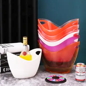 Cubo de hielo para cerveza, accesorio personalizado con logotipo, acrílico transparente, 3,5 litros, bueno para 2 botellas de vino o champán