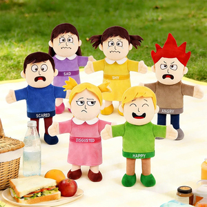 Nouvelles marionnettes à main en peluche douce pour l'apprentissage socio-émotionnel des enfants et des tout-petits, jouets sensoriels et activités en classe - Product Image 2