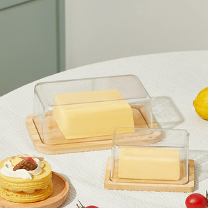 Butter Dish Rectangular Bamboo Container With Lid Airtight Food <b>Storage</b> Box For <b>Kitchen</b> Use - Product Image 1