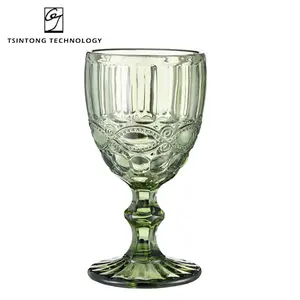 Gobelet de couleur Offre Spéciale 300ml 10oz motif Vintage en relief Champagne vin bleu vert violet gris tasse en verre tasse pour mariage