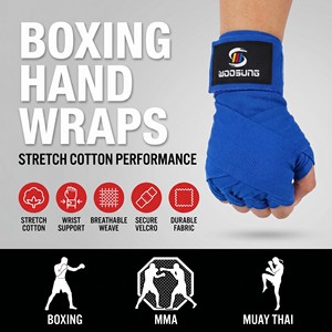 Fasce per Mani da Boxe in Cotone Elasticizzato, Fasce per Muay Thai, Fasce per MMA con Logo Personalizzato, Prezzo Diretto di Fabbrica all'Ingrosso - Product Image 1