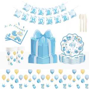 ชุดอุปกรณ์ตกแต่งงานเลี้ยงเปิดเผยเพศลูกน้อย DAMAI สำหรับทีมเด็กชาย จานกระดาษ ผ้าเช็ดปาก ของใช้บนโต๊ะอาหารแบบใช้แล้วทิ้งสำหรับงานเลี้ยงฉลองทารก สำหรับแขก 8 ท่าน - Product Image 3