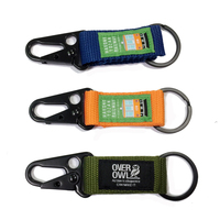 Porte-clés en polyester personnalisé en gros avec autocollant magique velcro et crochet d'aigle tissé logo étiquette porte-clés