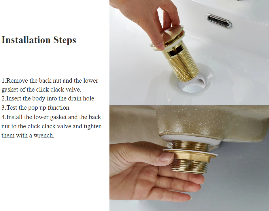 Custom Color Bathroom Accessories Click Clack Valve Sanitary Wash Basin Waste Stainless Steel Pop-up Basin Drain With Overflow · image 4