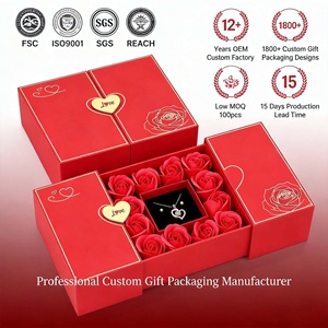 Lussuosa Scatola Regalo per Gioielli Personalizzata Rossa a Doppia Porta con Chiusura Magnetica a Cuore per San Valentino Mercato USA - Product Image 5
