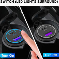 Nouveau design Chargeur rapide PD3.0 pour voiture DC 12V-24V PD 65W Prise de chargeur USB pour voiture, bateau, camping-car, marine