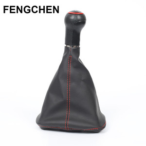 Pommeau de levier de vitesse en cuir, 5 ou 6 vitesses, anneau rouge, pour Bora Golf 4, conception ergonomique - Product Image 3