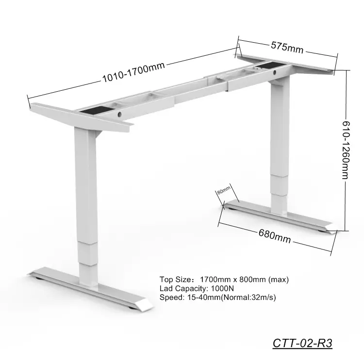 Motor ganda kantor cerdas berdiri elektrik, bingkai meja berdiri otomatis dengan kaki meja dapat disesuaikan
