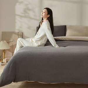 Parure de lit en velours de lait uni double face, ensemble quatre pièces ou trois pièces, housse de couette et drap doux et chauds, vente en gros - Product Image 4