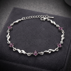 Bracelet élégant en argent 925 avec cristaux violets sertis clos pour femme, bijou classique pour tous les jours, marque fabriquée au Rajasthan - Product Image 3