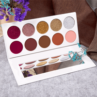 Palet Eyeshadow 10 Warna Putih Pigmentasi Tinggi Label Pribadi Shimmer Glitter Powder Mudah Dihapus Tahan Air
