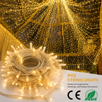 Guirnalda de Luces LED IP67 Impermeable, Tipo Cortina, Brillo Cálido 3000K, para Interiores/Exteriores, Restaurantes, Centros Comerciales, Salas de Estar, Navidad, Grandes Eventos