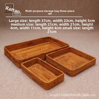 Keranjang Penyimpanan Gaya Jepang dari Rotan Alami Tenun Tangan Vietnam untuk Rumah Tangga, Tempat Buah, Tempat Roti Kukus, Jarum Jahit, dan Benang