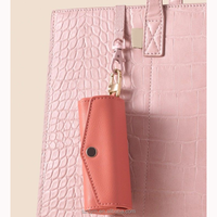 Étui à rouge à lèvres élégant en cuir PU avec miroir, pochette mignonne pour fille, porte-baume à lèvres, porte-gloss, porte-clés, breloque pour sac