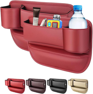 Organizer in Pelle PU per Fessure del Sedile Auto, Scatola Portaoggetti per Console con Portabicchieri - Product Image 1