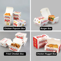 Diseño de Cajas de Papel Personalizadas para Comida Rápida para Llevar, Cajas de Cartón para Hamburguesas, Papas Fritas y Alitas de Pollo Frito