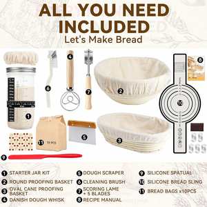 Sourdough Bread Baking Supplies Starter <b>Kit</b> Rattan Proofing Baskets 9-10 Inch Easy Cleaning Eco-Friendly Oven Safe Dishwasher - Product Image 2