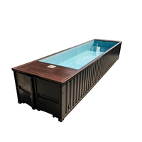 Piscine préfabriquée en conteneur de 40 pieds, spécifications suédoises, avec terrasse en bois, acier anticorrosion, villa modulaire extérieure, jardin moderne