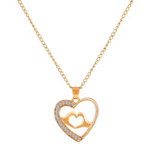 Rising Moon Europäische und amerikanische neue Legierung Zirkon Liebe Herz Anhänger Paar Halskette - Product Image 3
