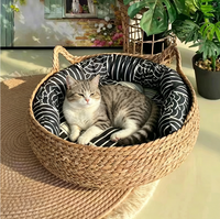 Lit pour chat tissé à la main, adorable, en corde de chanvre, avec coussin en coton amovible et lavable, vente en gros, avec tapis chauffant