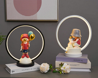 Lampe de table en résine mignonne avec figurine de fille et chat, alimentée par USB, lumière de nuit pour chambre d'enfant, décoration, cadeau