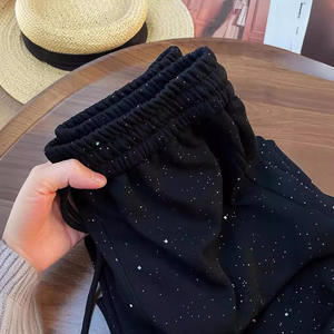 Nuovi <span class=keywords><strong>Pantaloni</strong></span> Casual <span class=keywords><strong>Lucidi</strong></span> da <span class=keywords><strong>Donna</strong></span> Primavera Estate <span class=keywords><strong>Pantaloni</strong></span> Larghi con Coulisse Sportivi Casual a Gamba Larga - Product Image 4