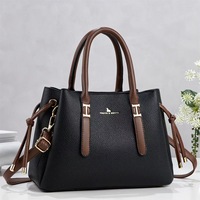 Sac à bandoulière vertical pour femme, en cuir PU vintage, style color block, sac fourre-tout rétro, grande capacité, pour usage quotidien
