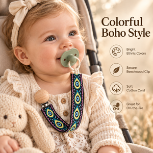 Chaîne de sucette pour bébé en coton sans BPA, style bohème, motif dessin animé, pour voyage – Grande vente - Product Image 5