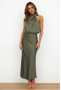 Abito <span class=keywords><strong>da</strong></span> <span class=keywords><strong>sera</strong></span> di alta moda donna estivo elegante senza maniche in raso lungo Maxi abiti <span class=keywords><strong>da</strong></span> festa ispirati alle celebrità - Product Image 4