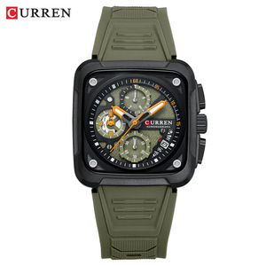 Montre sport à quartz pour homme, boîtier en cuir, chronographe, affichage analogique, cadran noir et rouge de 30 mm, verre résistant à l'eau, tendance - Product Image 3